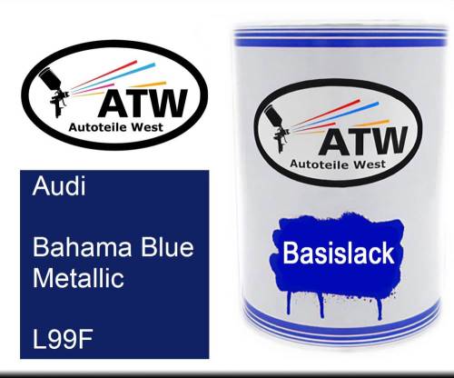 Audi, Bahama Blue Metallic, L99F: 500ml Lackdose, von ATW Autoteile West.